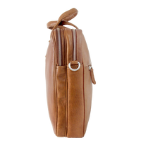 Bæredygtig computertaske dame herre naturlig cognac brun arbejdstaske pc taske 