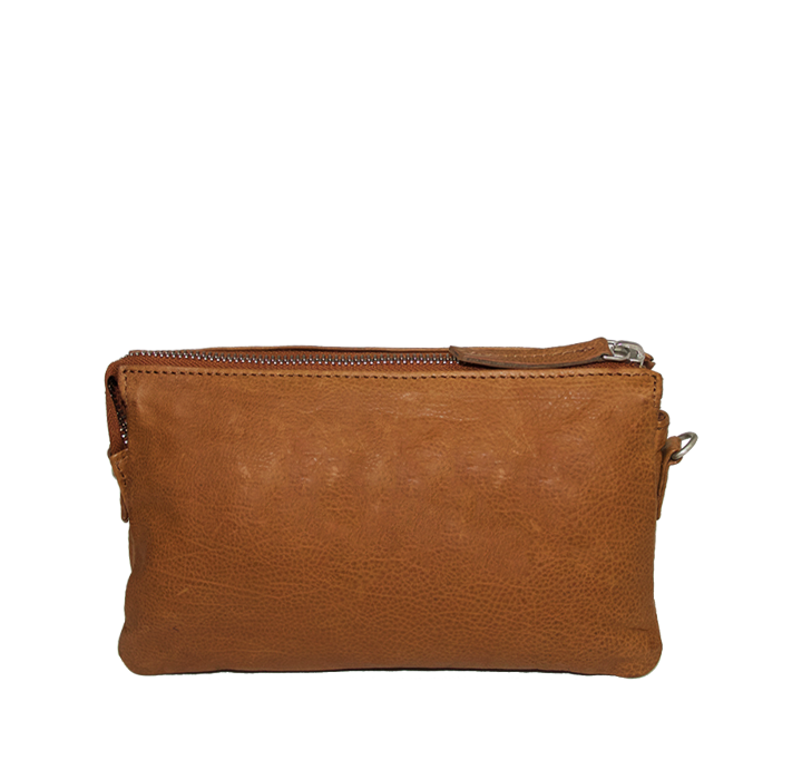 Dametaske clutch cognac brun læder skuldertaske til kvinder