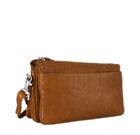 Skuldertaske til kvinder lille clutch i ægte cognac brunt læder