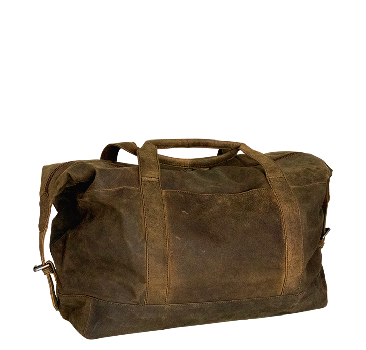 Weekendtaske i mørkebrunt læder til herre og dame naturlig blød bæredygtig rejsetaske