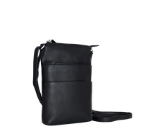 Lille taske i sort læder med plads til mobil