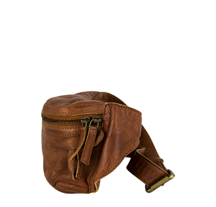 Praktisk læder bæltetaske bæredygtig crossbody taske i brunt skind  