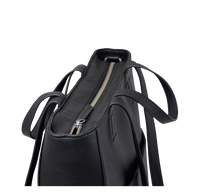 Computertaske dame i sort læder bæredygtig shopper taske med plads til pc