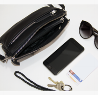 Lille clutch skuldertaske til kvinder sort crossbody taske i ægte læder