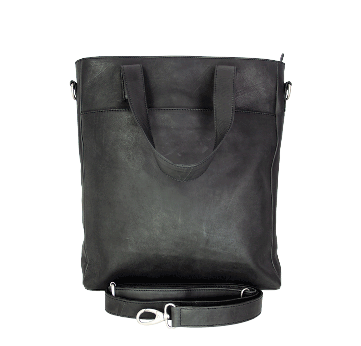 Skuldertaske crossbody arbejdstaske til kvinder hverdagstaske i naturligt sort læder