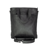 Skuldertaske crossbody arbejdstaske til kvinder hverdagstaske i naturligt sort læder