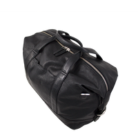 Weekendtaske til mænd og kvinder i ægte sort læder bæredygtig håndbagage