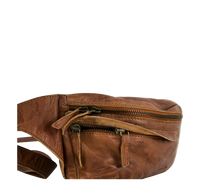  Crossbody skuldertaske til kvinder og mænd i bæredygtigt vintage brunt læder  