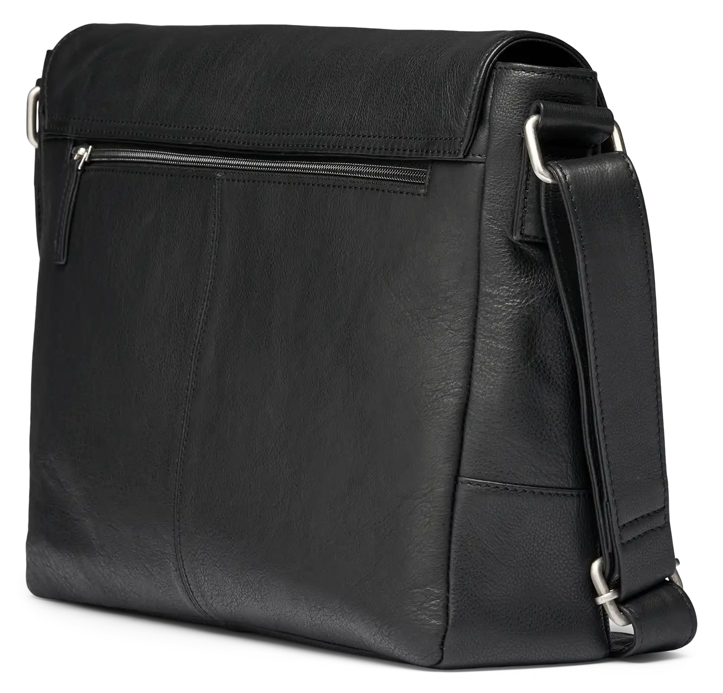 California - Stilren computertaske i sort læder
