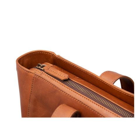 Franca - Shopper arbejdstaske i brun læder, kvinder