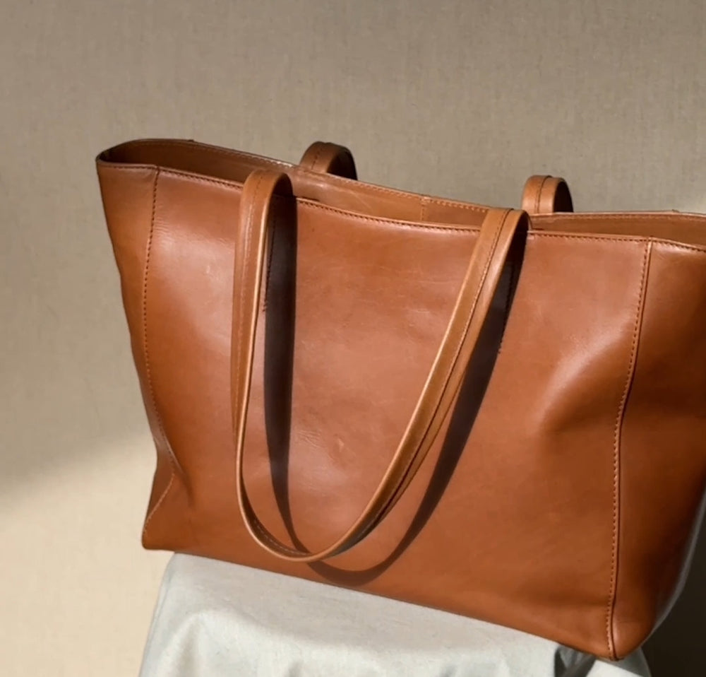 Nicola - Shopper arbejdstaske til damer, cognac