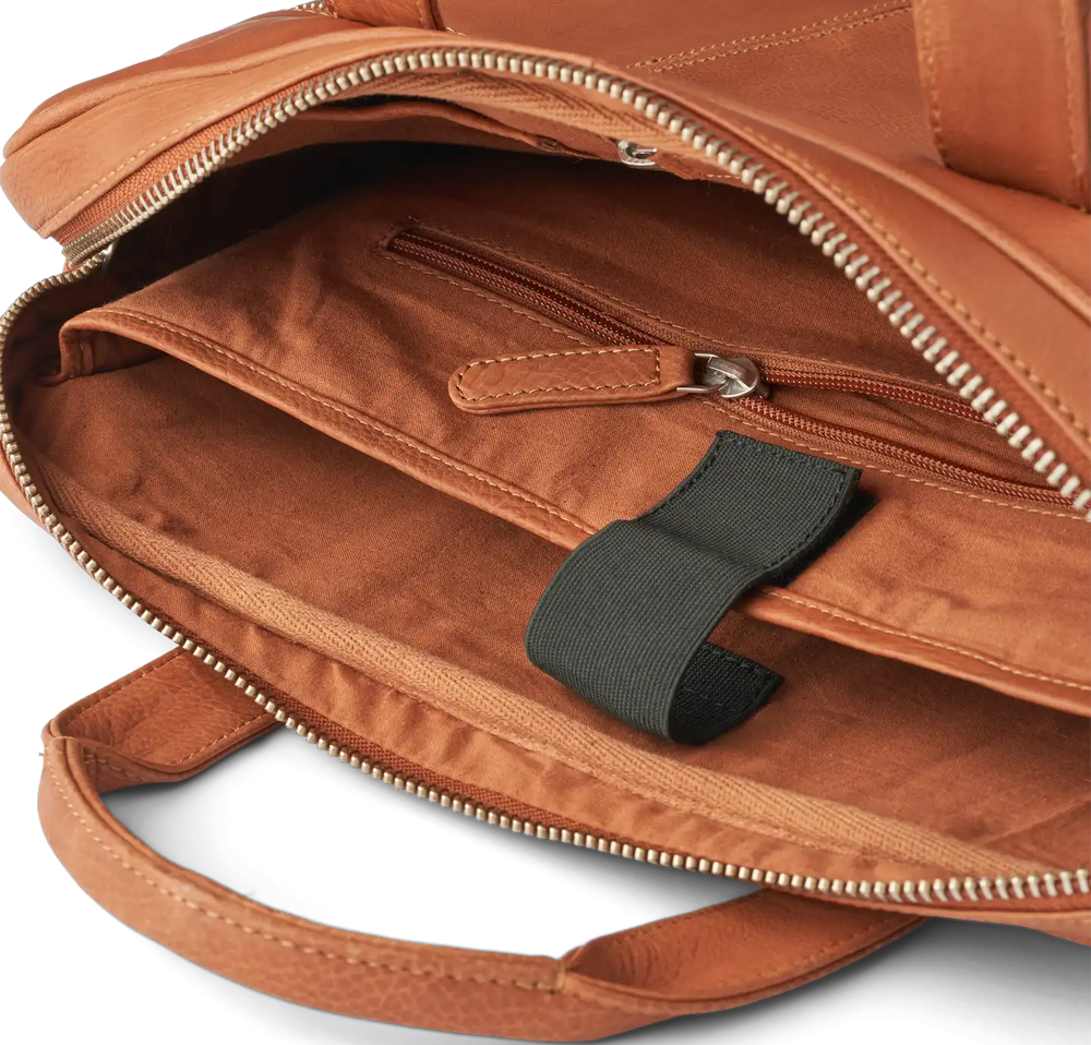 New York S. - Computertaske single m. kuffertstrop, brunt læder