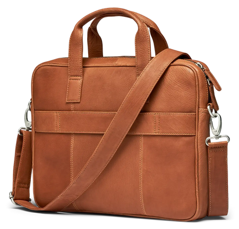 New York S. - Computertaske single m. kuffertstrop, brunt læder