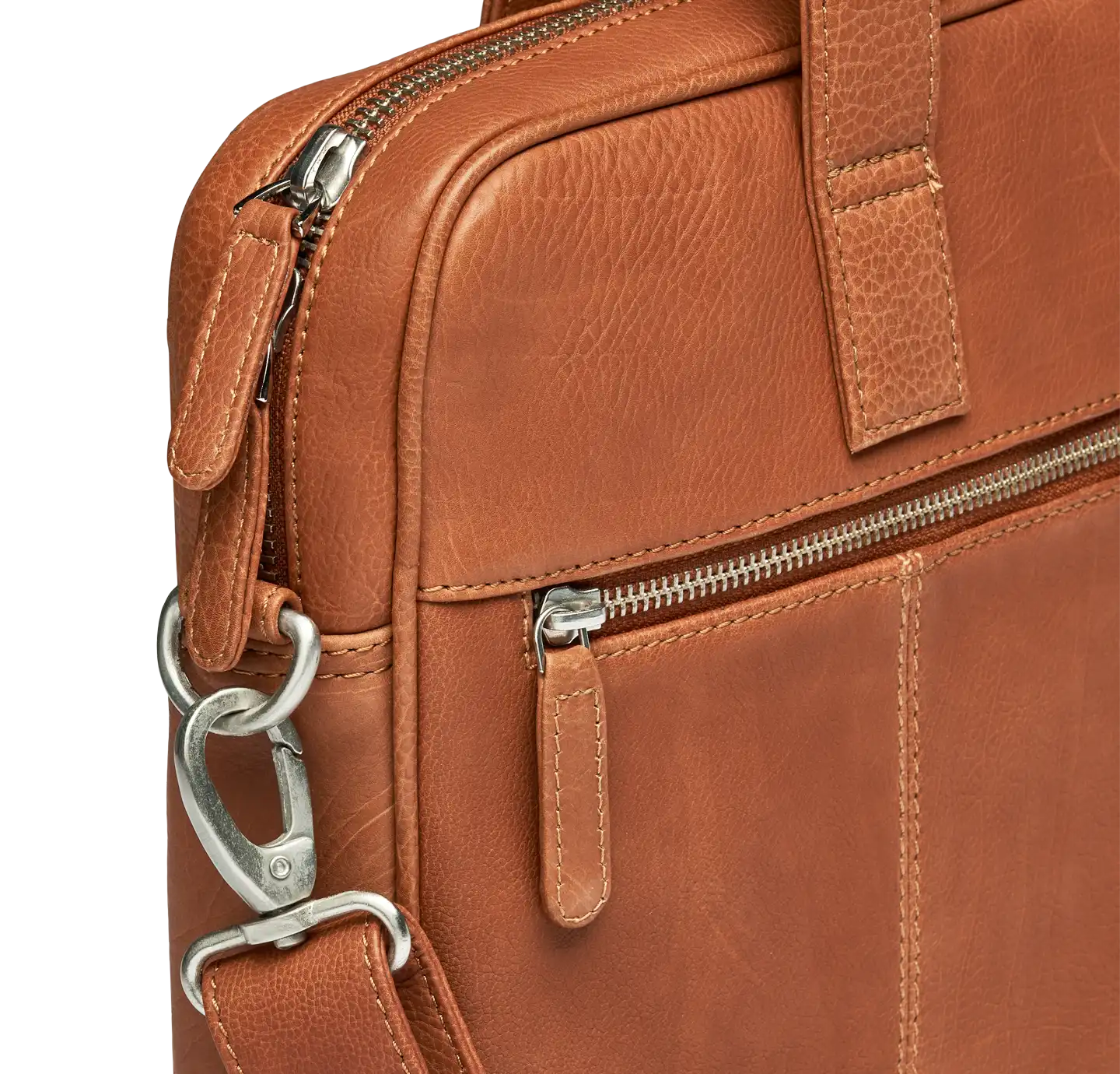 New York S. - Computertaske single m. kuffertstrop, brunt læder