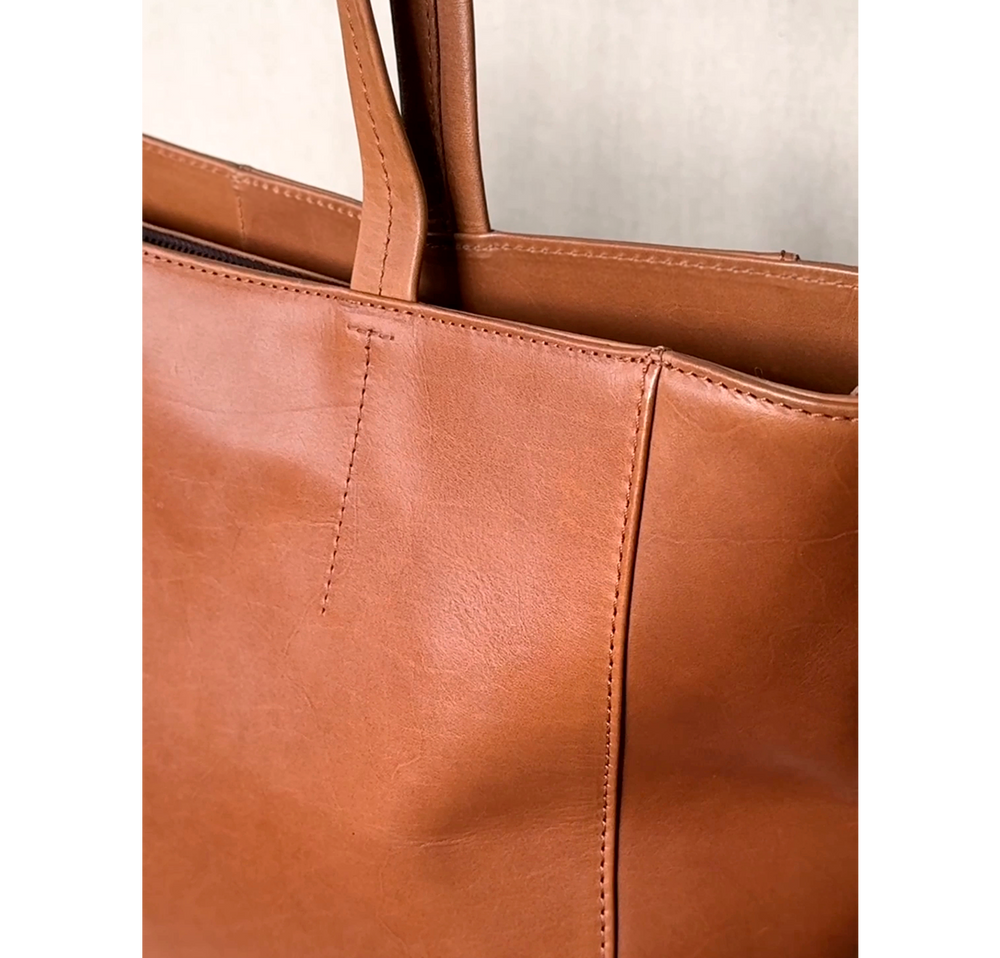 Nicola - Shopper arbejdstaske til damer, cognac