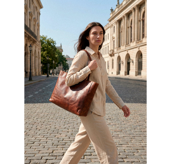 Nicola - Shopper arbejdstaske til damer, mahogni