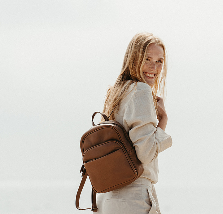 Lille, smart rygsæk i brunt læder til damer -895kr. – BIRKMOND