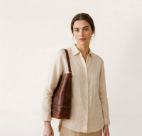 Vione - Skuldertaske til damer i læder, mahogni