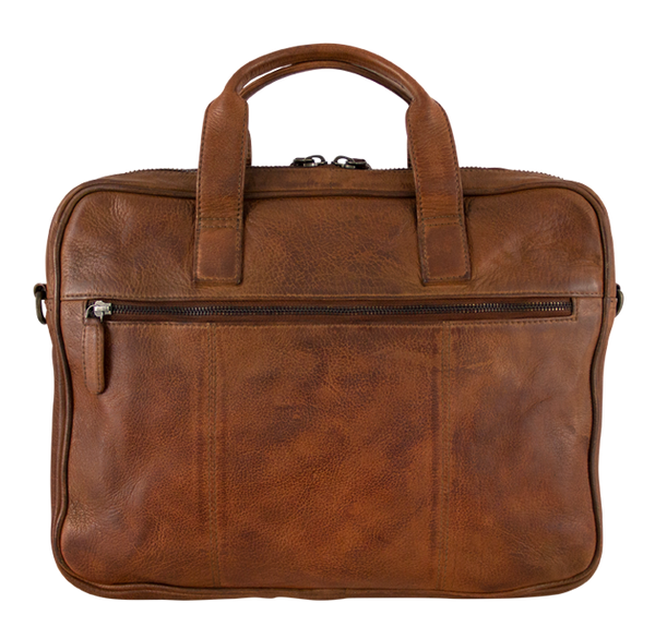 Arbejdstaske i ægte bæredygtigt læder vintage brun computertaske med to rum 
