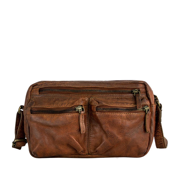 Crossbody skuldertaske dametaske i brunt bæredygtigt læder til damer  