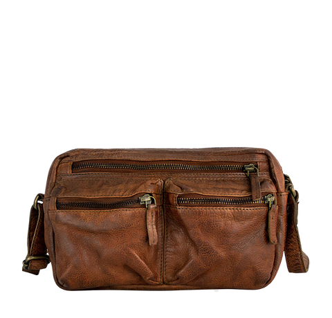 Crossbody skuldertaske dametaske i brunt bæredygtigt læder til damer  
