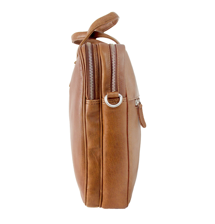 Bæredygtig computertaske dame herre naturlig cognac brun arbejdstaske pc taske 