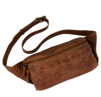 Crossbody bæltetaske i vintage brunt skind bæredygtig skuldertaske  