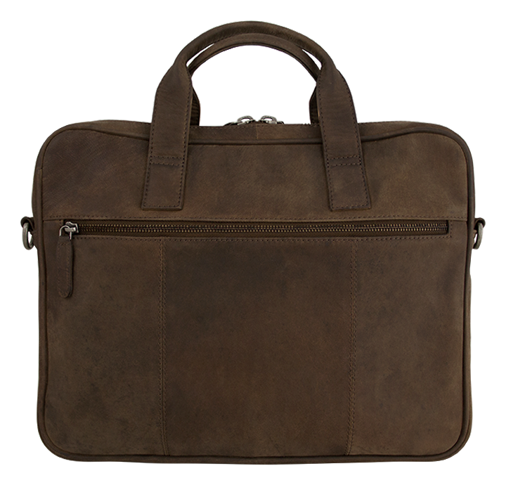 Arbejdstaske computertaske til mænd og kvinder flot ægte læder mørkebrun pc taske 