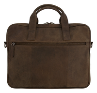 Computertaske i rustikt læder mørkebrun arbejdstaske til mænd og kvinder lang skulderrem