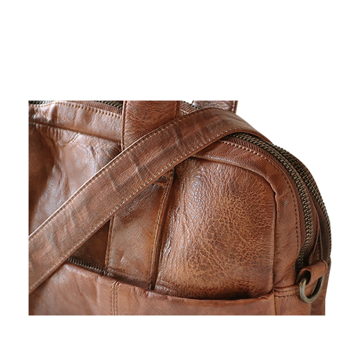 Computertaske i brunt vintage læder