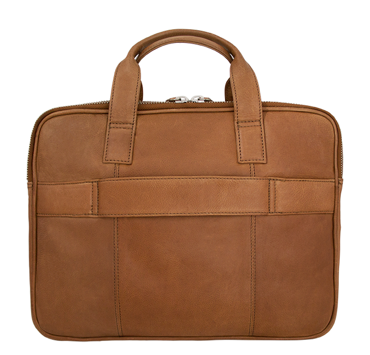 Computertaske læder m. kuffertstrop, brun – BIRKMOND