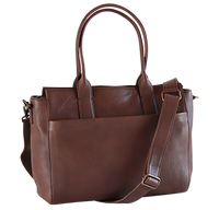 Lædertaske i brunt læder med forlomme og lang skulderrem til crossbody