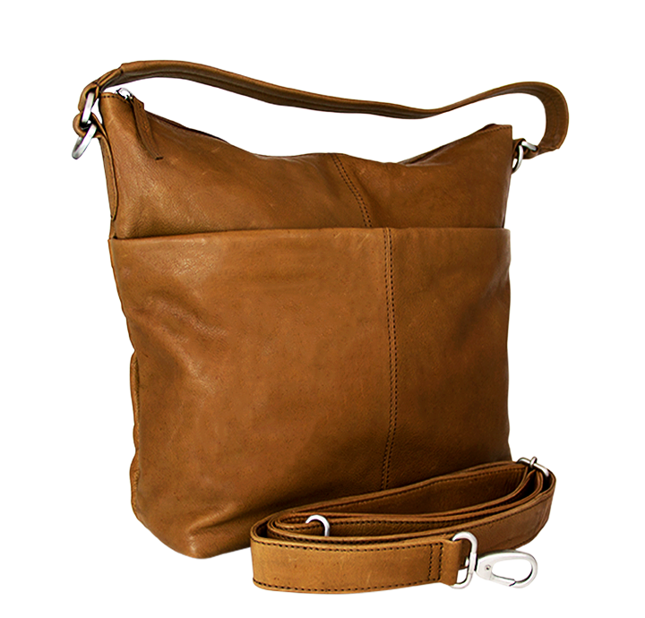 Brun skuldertaske dametaske i ægte læder bæredygtigt skind høj kvalitet