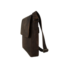 Skuldertaske til hverdag i naturligt mørkebrunt læder med skulderrem 