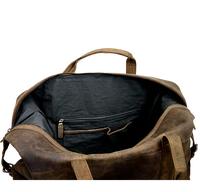 Lille rejsetaske i bæredygtigt læder praktisk weekendtaske i ægte mørkebrunt skind