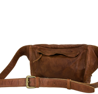 Bæltetaske i vintage skind naturligt læder i brunt god som crossbody  