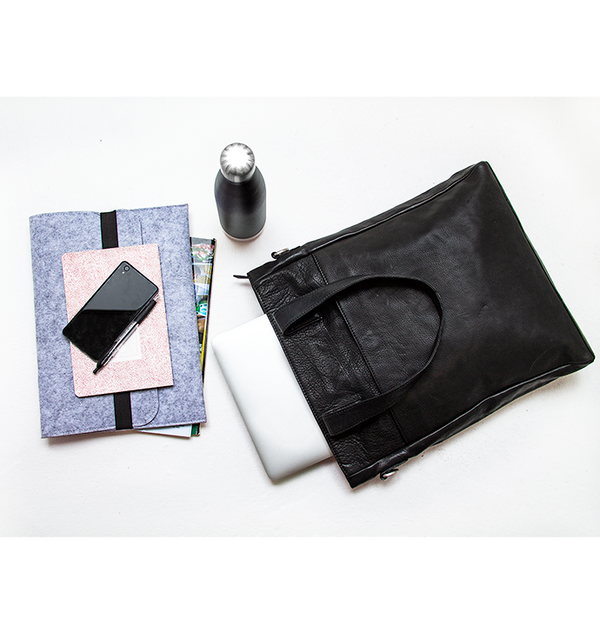 Naturlig læder shopper skuldertaske til kvinder computer arbejdstaske i blødt skind