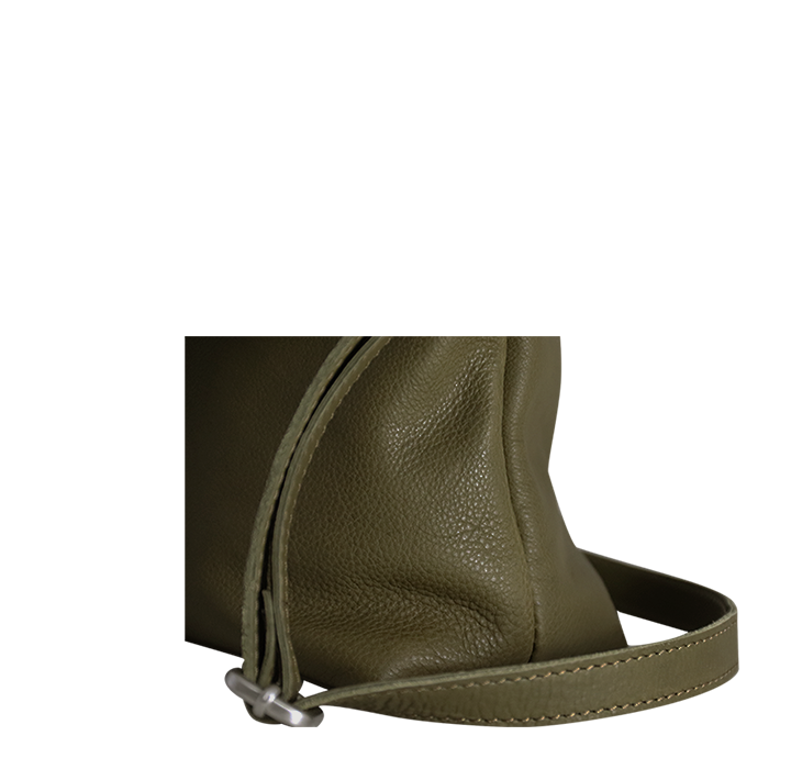 Taske med justerbar skulderrem til crossbody i olivengrønt læder
