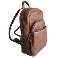 Lille rygsæk med flere lommer i brunt læder 