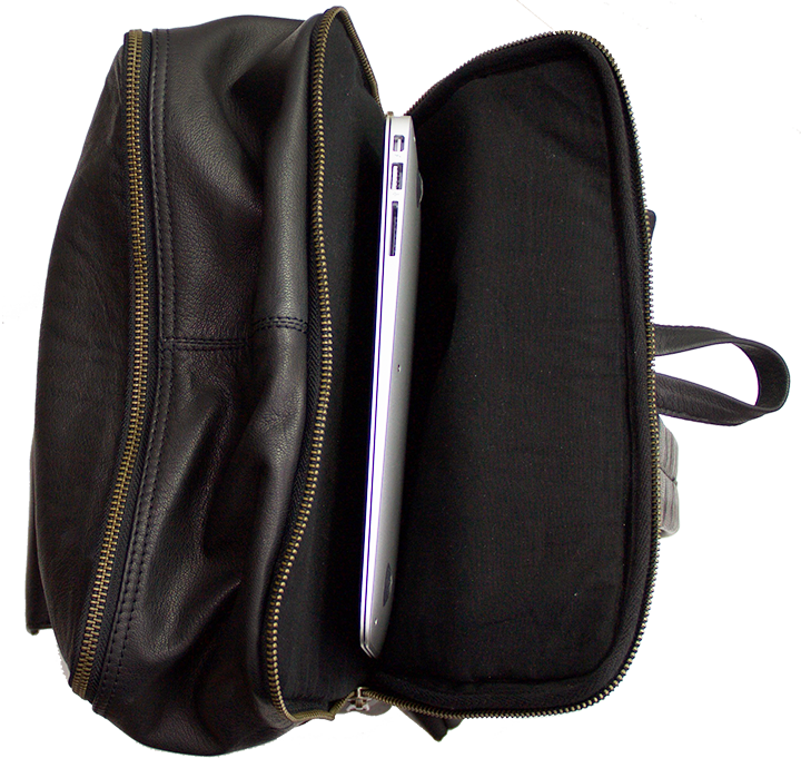 Sort rygsæk i læder god som skoletaske bæredygtigt naturligt skind