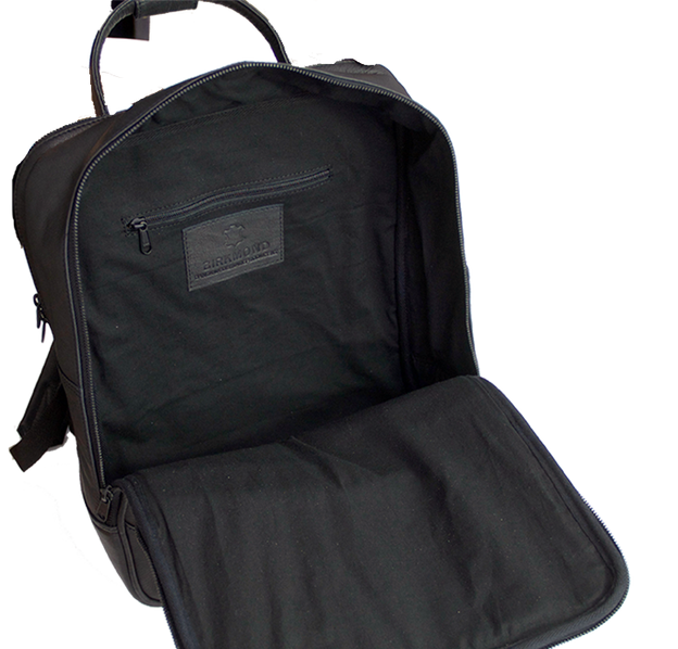 Skoletaske computertaske i sort læder bæredygtig arbejdstaske dame herre