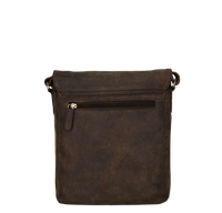 Crossbody taske med lang skulderrem i mørkebrunt bæredygtigt læder  