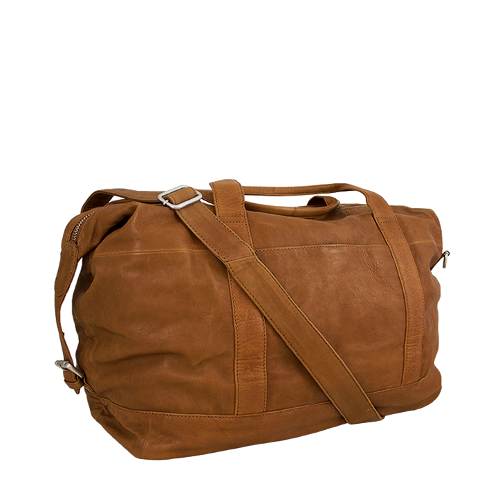 Weekendtaske i brunt bæredygtigt læder lille rejsetaske dame herre håndbagage