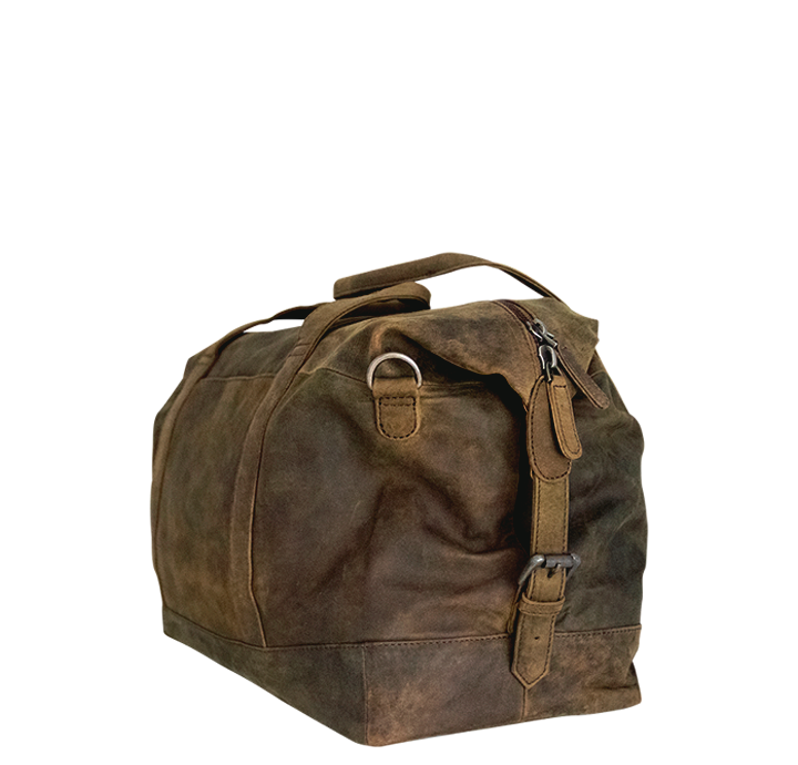 Lille praktisk weekendtaske i mørkt bæredygtigt læder rejsetaske herre og dame