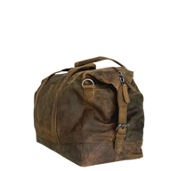 Lille praktisk weekendtaske i mørkt bæredygtigt læder rejsetaske herre og dame