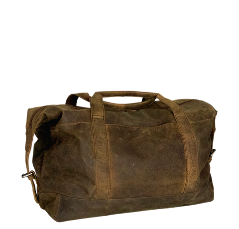 Weekendtaske i mørkebrunt læder til herre og dame naturlig blød bæredygtig rejsetaske