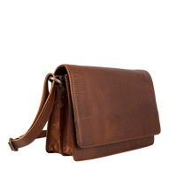 Skuldertaske i ægte læder crossbody taske i mahogni brun farve 