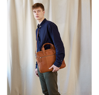 pc taske mænd læder brun computertaske arbejdstaske herre