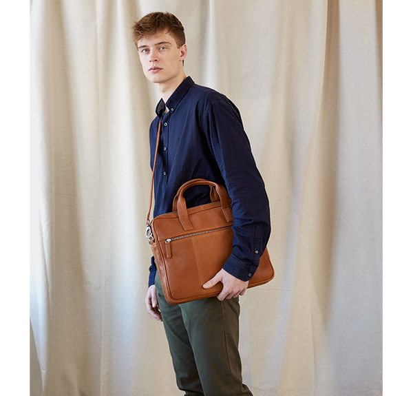 pc taske mænd læder brun computertaske arbejdstaske herre