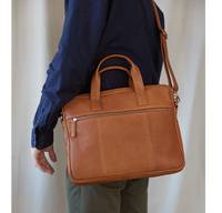 pc taske mænd læder brun computertaske arbejdstaske herre